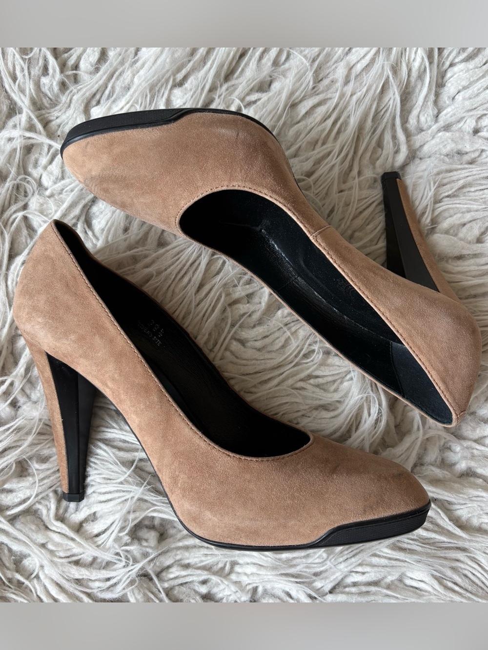 TOD'S Court Brown Tan Suede Tapered High Heel Almond Toe Office Wear Pumps 39.5